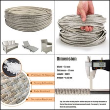Wicker Repair Kit, 120 Ft Gray Wicker Repair Supplies, Plastic Rattan Material.