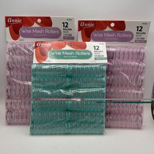 Annie 2pks of 1-1/8" Wire Mesh Hair Rollers - 24 Pcs  1pk 7/8  12 Rollers NEW
