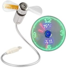 SAYTAY LED Clock USB Fan With Temperature Display - Portable Cooling Mini Goo...