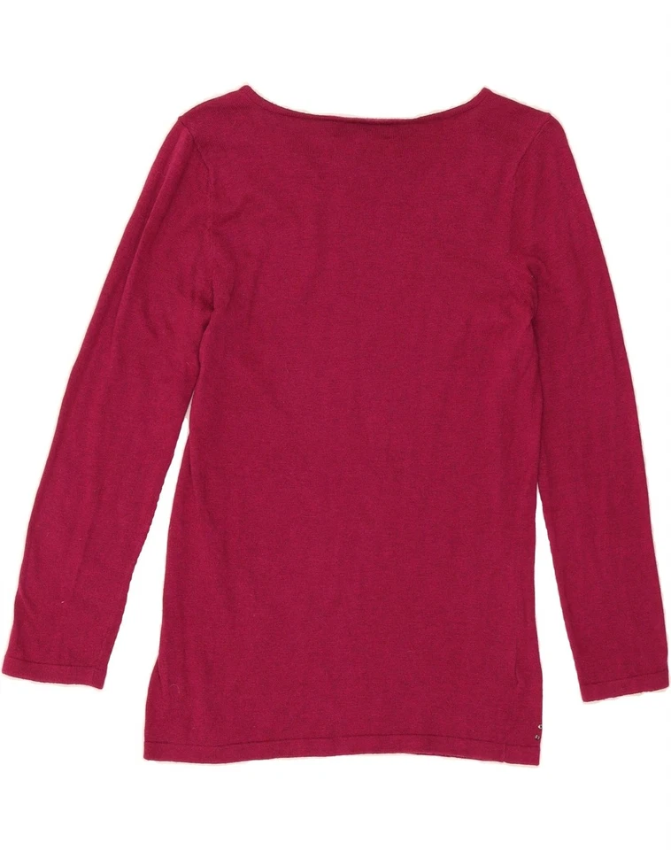 NEXT Womens 3/4 Sleeve Boat Neck Jumper Sweater UK 6 XS Burgundy Spotted UZ02 - Image 2 of 3