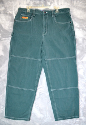 GMPYRE Green Relax Loose Sz 36 Skater Jeans Baggy Double Knee Inseam 28''