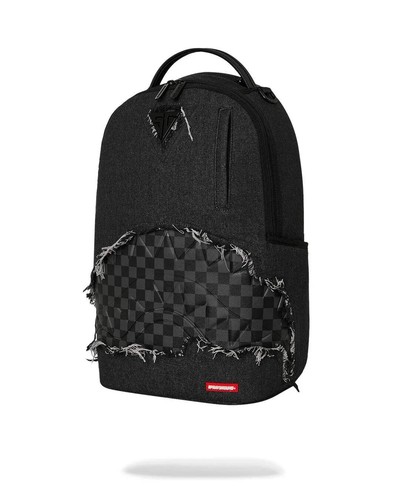 SprayGround Black Denim Tear Shark Dlxsv Backpack