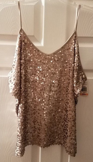 $69 NWT INC International Concepts Cement Sequin Blouse Top Size S Small | eBay