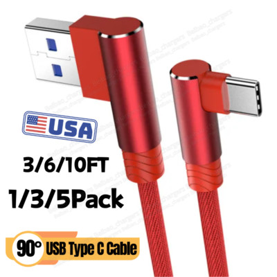 For iPhone 15 16 Samsung 90 DEGREE Right USB Type C Fast Charger Charging Cable