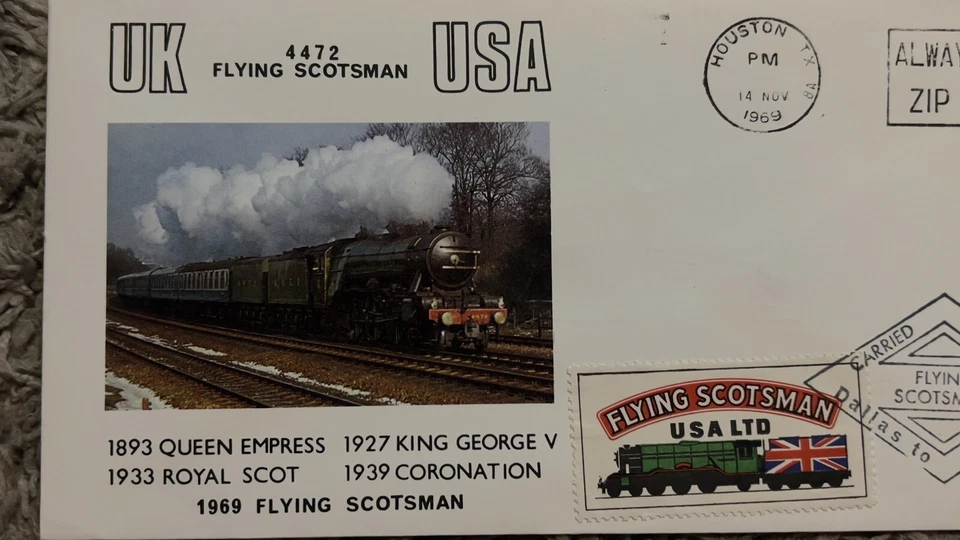 1969 FLYING SCOTSMAN STEAM ENGINE TRAIN CARRIED COVER HOUSTON DALLAS TEXAS - Image 2 of 4