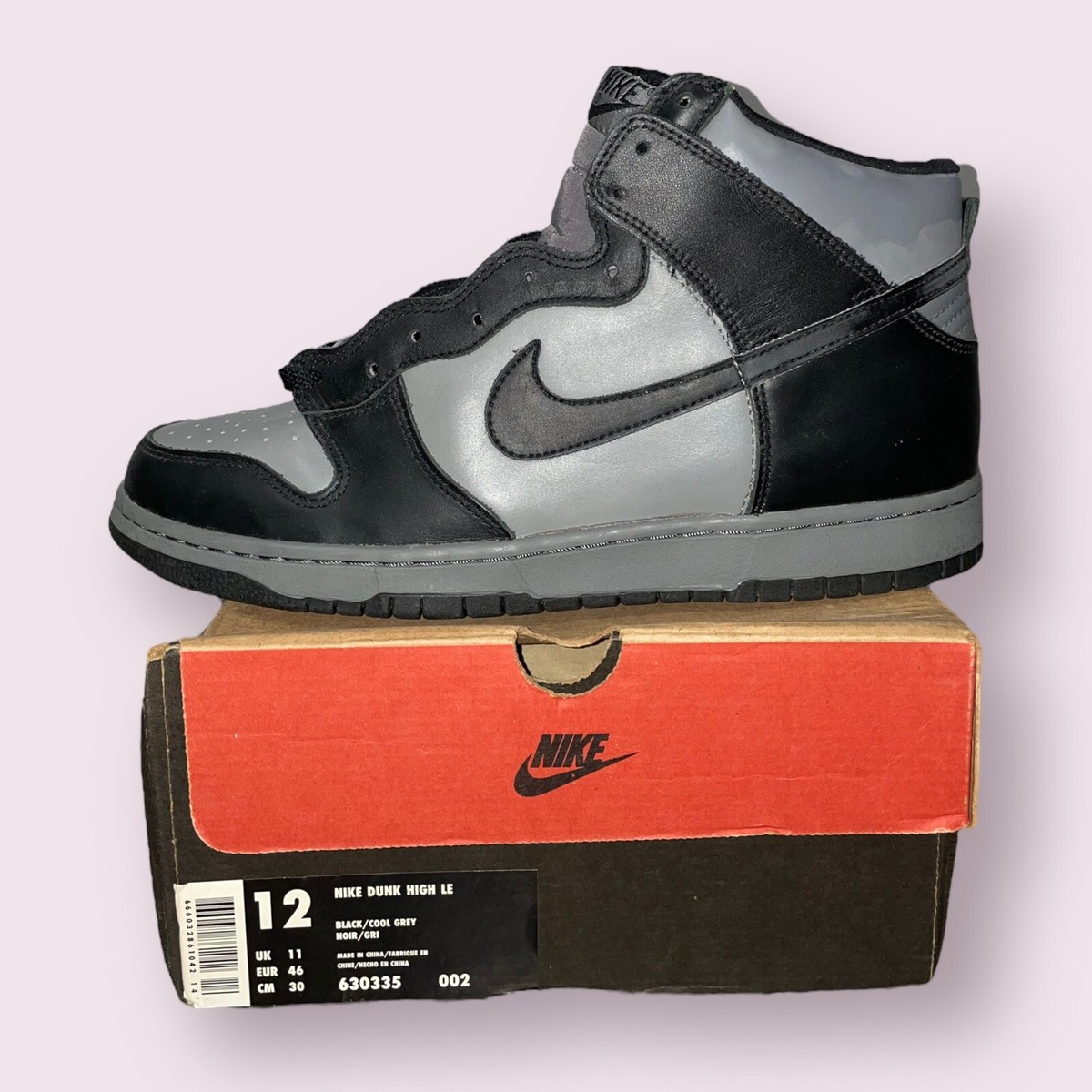 Vintage Nike 1999 Dunk High Le Black/Cool Grey 630335-002 Vintage Nike 1999 Dunk High Le Black/Cool Grey 630335-002