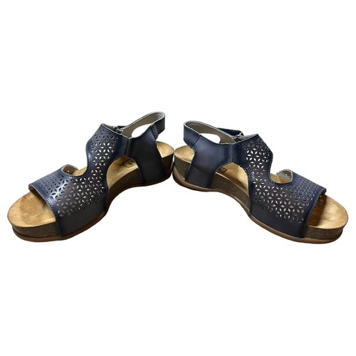Sandalias de cuña Propet Phoebe con plataforma de corcho azul gris talla 6 correa de ajuste cómoda - Imagen 11 de 12