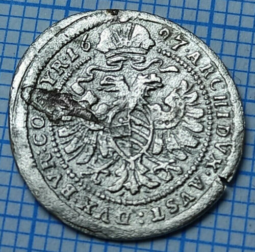 1 Kreuzer - Leopoldo I Vienna, Europa, Medievale, argento, Austria 1697 - Foto 1 di 5