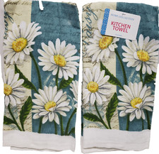Set of 2 Same Printed Kitchen Terry Towels(15"x25")GERBERA DAISIES FLOWERS #1,AM