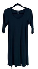 Eileen Fisher 100% Silk Black Dress Knee Length Size SMALL (NWD) 3 Light Marks