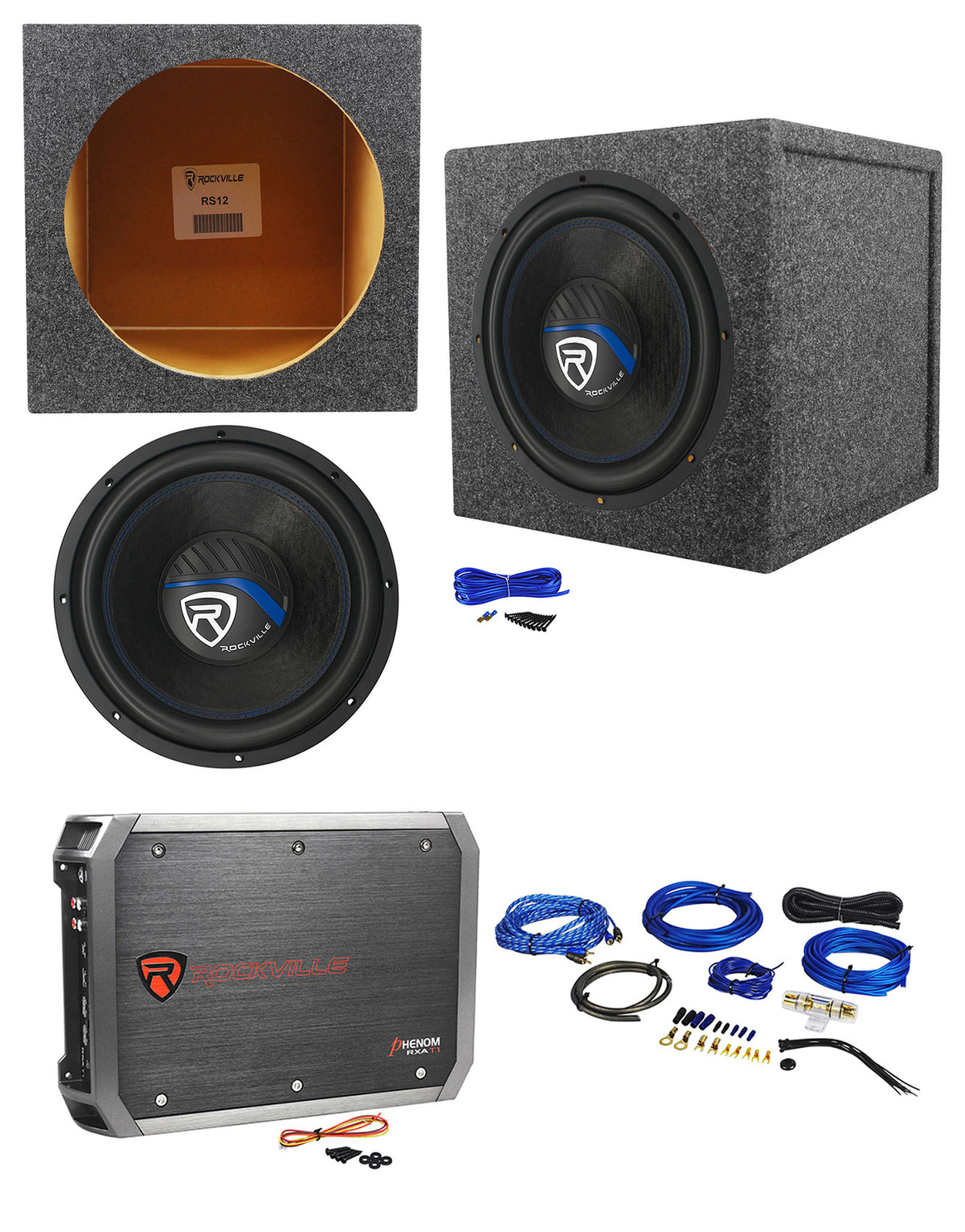 Rockville K5 W12K5S4 12 Сабвуфер мощностью 1400 Вт Герметичный сабвуфер Усилитель Комплект усилителей 30990₽