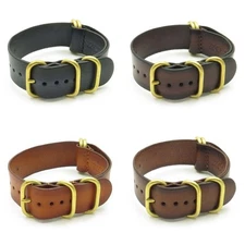 StrapsCo Vintage Leather Watch Band Strap with Heavy Duty Bronze Rings