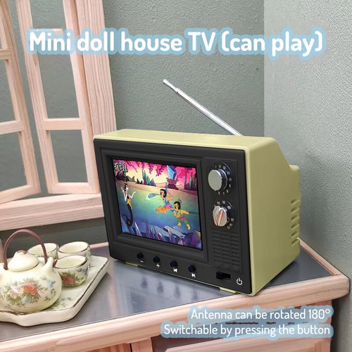 1:12 Dollhouse Miniature TV Playable Video Television Home Appliances Decor -vm