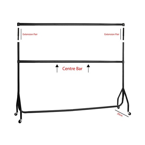 Heavy Duty 3ft, 4ft, 5ft, 6ft Clothes Display Black Rail Home Hanging Display - Picture 15 of 35