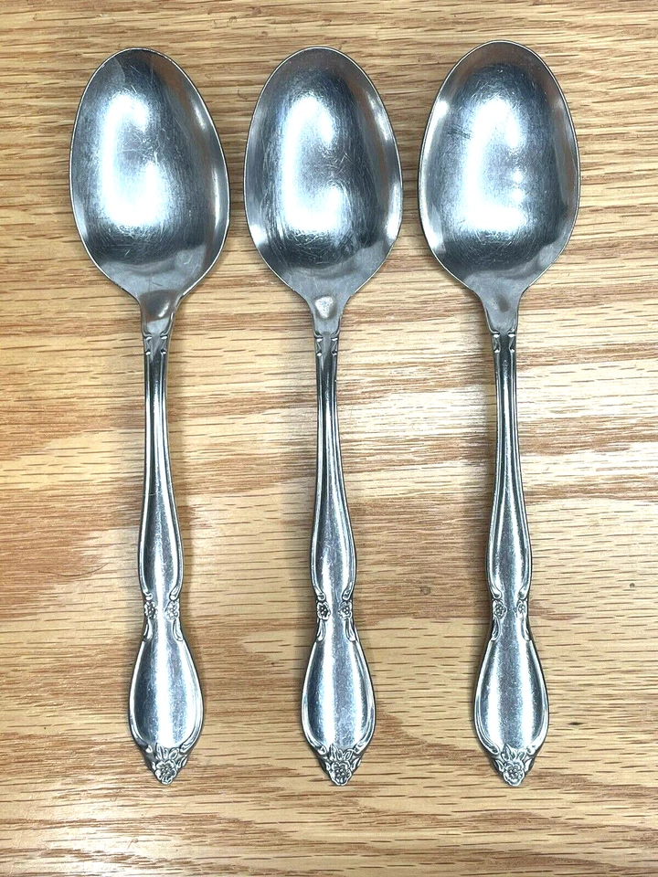 Oneida CHATELAINE Community Stainless 3 Oval Soup Spoons 6 3/4" Betty Crocker - Image 2 of 4