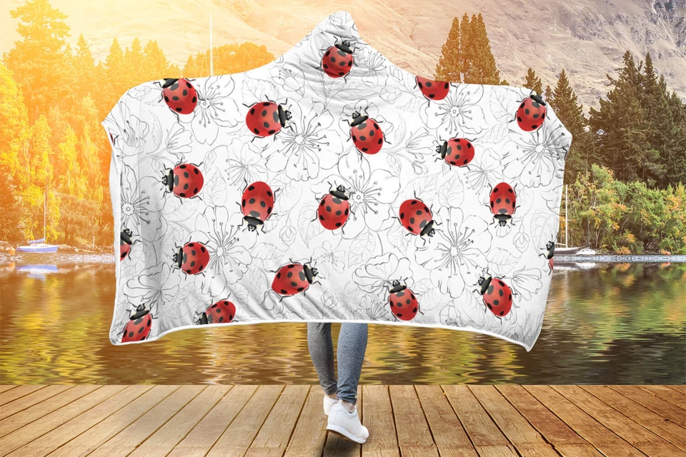 Realistic Ladybug Hooded Throw Blanket - Pattern Blanket For Children And Adults - Image 2 of 4