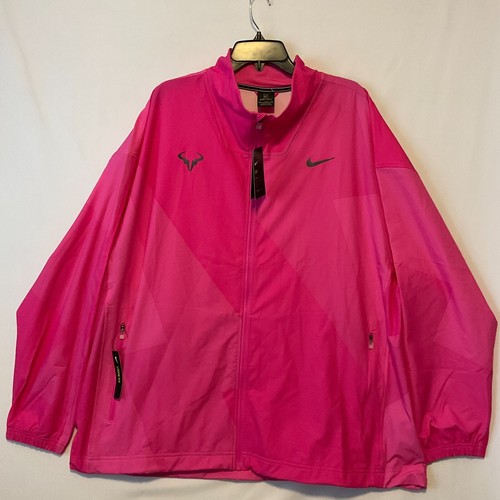 Nike Wind Breaker Tennis Jacket Mens Size 2XL Pink Full Zip Dri Fit - Picture 2 of 16
