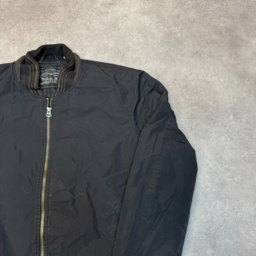 Levis Bomber Jacket Mens Large Full Zip Thermore Quilted Coat, Black image 2