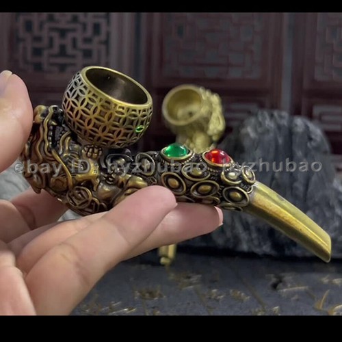Estilo Chino Retro Latón Estatua Pipa de Tabaco Saludable Porta Cigarrillos Hombres Regalo - Imagen 4 de 11