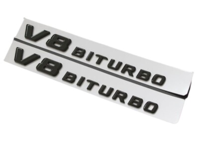 2 x 3D V8 Biturbo Schwarz GLANZ Schriftzug Emblem E63 CL63 CLS63 G63 ML63