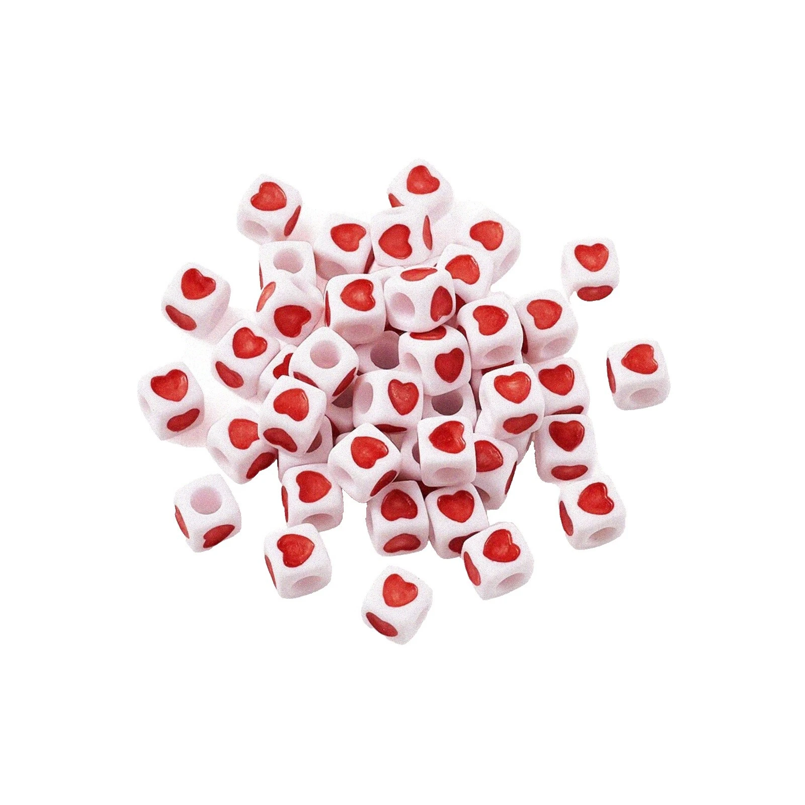 Acrylic Heart White Jewelry Making Beads