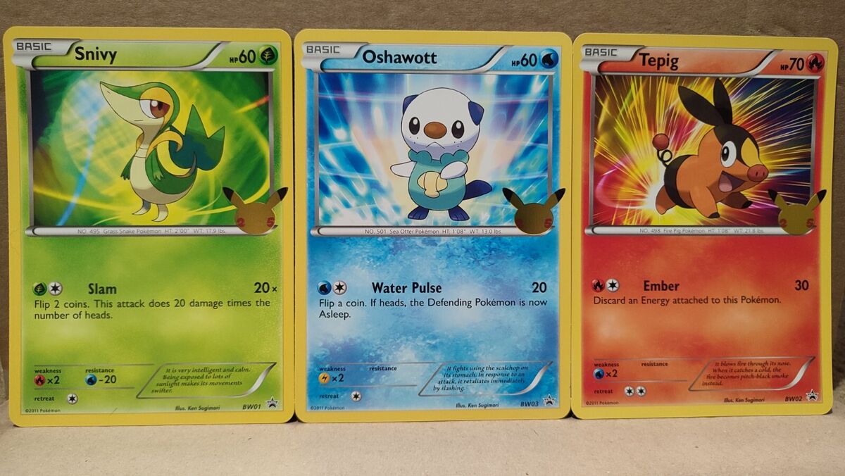 Pokemon First Partner JUMBO Unova Starters: Snivy, Tepig, Oshawott - Near  Mint