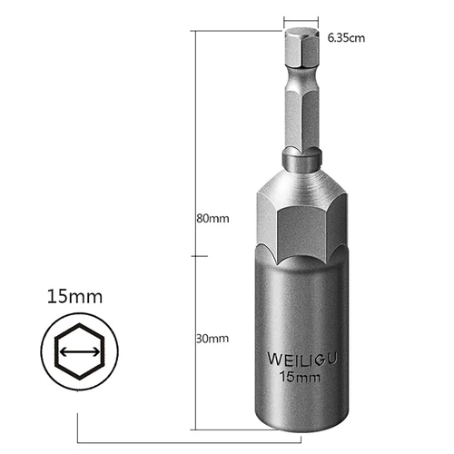 30mm Hex Deep Socket Nut Driver Bit Impact Driver Drill 6mm-19mm 1/4" Hex Shank - Bild 39 von 39