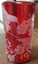 Parasol 4-PACK Drinking Glass Hummingbird Red Tumblers