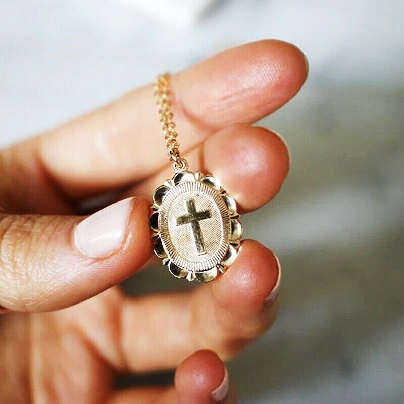 Nuevo Colgante de cruz para hombre, chapado en oro amarillo de 14 quilates,...