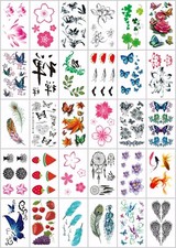 30 sheets feather flower butterfly temporary tattoo japanese tattoo