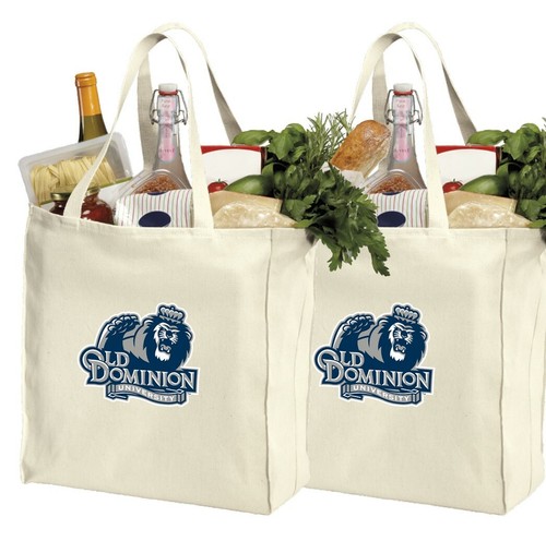 ODU Shopping Bags Old Dominion Grocery Bag 2 PC SET - STRONG NATURAL COTTON!