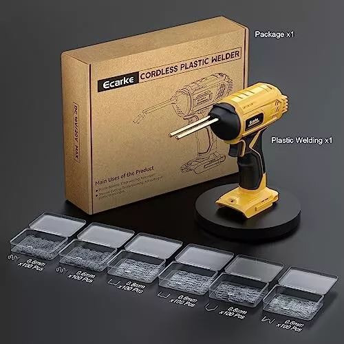 Cordless Plastic Welder Gun for Dewalt 20v Battery, Ecarke