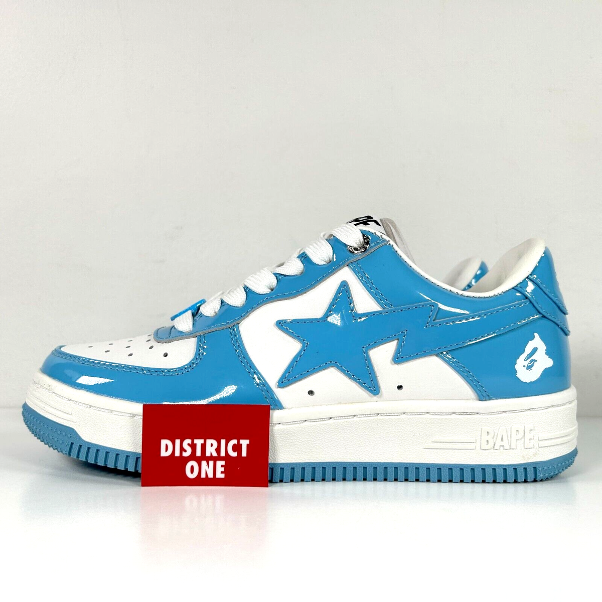 A Bathing Ape BAPE Bapesta Patent Leather Blue White Sax A Bathing Ape BAPE Bapesta Patent Leather Blue White Sax