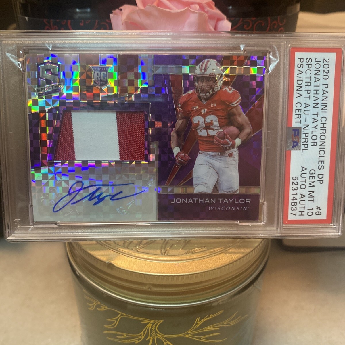 POP 1* Jonathan Taylor Spectra NEON PURPLE RPA /20 PSA 10 Rookie 