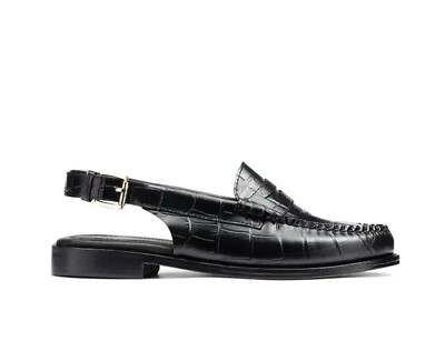 G H Bass Originals $185 Whitney Croco Slingback Black Leather