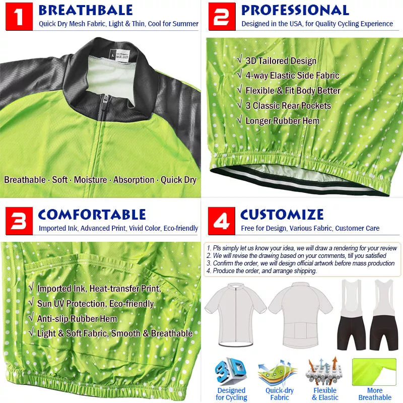 Cycling Jersey MTB Bike Jacket Green Yellow Shirt Sports Wear Mountain  Clothing | eBay