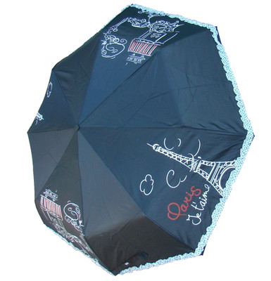 Perletti  Regenschirm Damen Taschenschirm mini Paris 90/99 cm 31/63 cm Rüschen