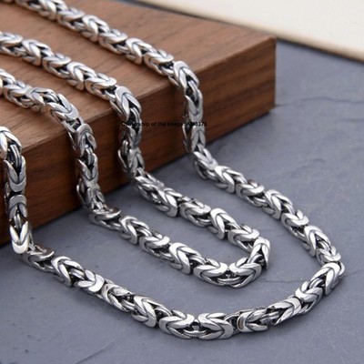 NEW Solid 925 Sterling Silver Necklace 5mm Byzantine Link Chain Necklace