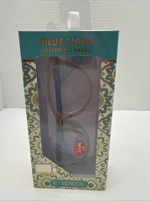 e-specs BLUE LIGHT Filtering Specs Reading Glasses +2.00 Bone Teal