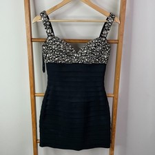 Sherri Hill Mini Dress Womens 2 Black Embellished Sleeveless Party Cocktail
