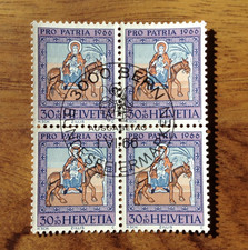 Switzerland 1966 Block of 4 Stamps Pro Patria Bern pmk . Free UK Postage