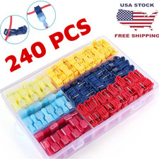 240Pcs Quick Splice T-Tap Insulated Crimp Terminals Kit Spade Wire Connectors US