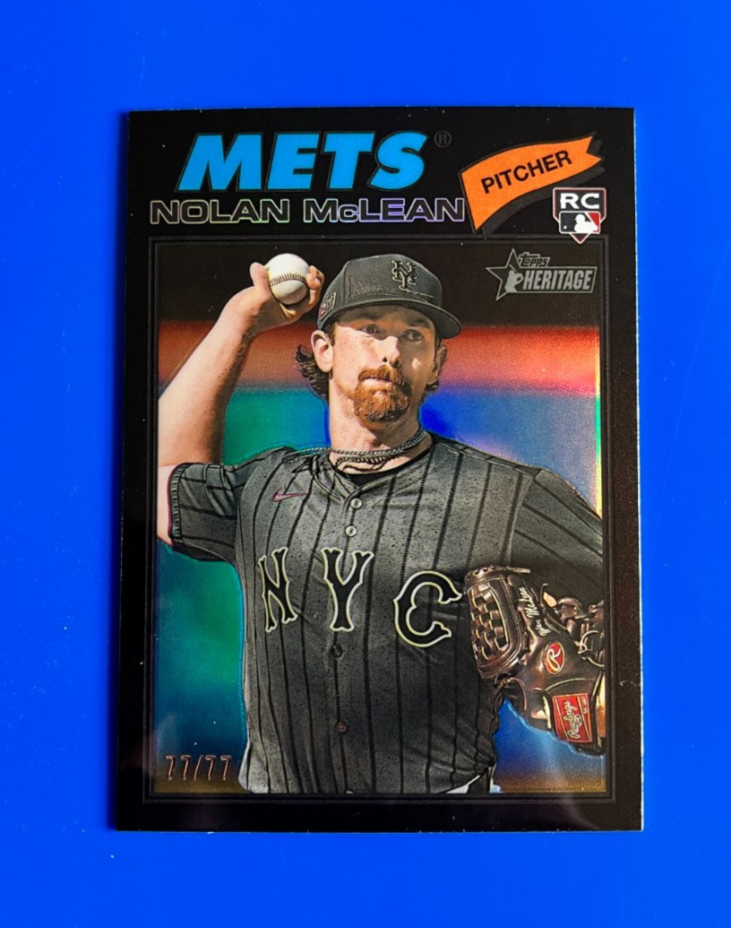 2026 Topps Heritage Baseball Chrome Black Refractor  77/77 Nolan McLean RC #150