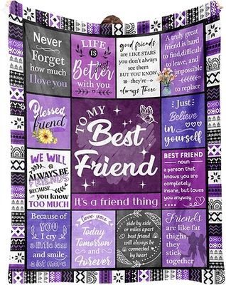 FUNVALLEY SURPERFECT Best Friend Blanket, Bestie Birthday Gifts for Women, Friendship Gift to My Best