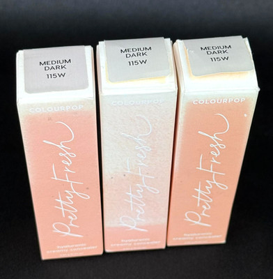 Lot of 3 ColourPop Pretty Fresh Cosmetic Concealer Medium Dark 115W 1 fl oz. NEW