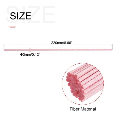 Fiber Reed Diffuser Sticks 8.6"x3mm for Aroma Fragrance , Pink Pack of 100 - Picture 2 of 5