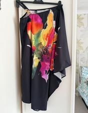 SHEIN Curve Women's Black Multicolour Floral Asymmetric Midi dress 0XL