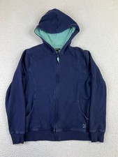 Eddie Bauer Hoodie Womens Medium Navy Blue Full Zip Hooded Sweatshirt Bird Logo
