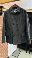 SUPERDRY MEN PEA COAT WINTER JACKET GREY XXL 2XL
