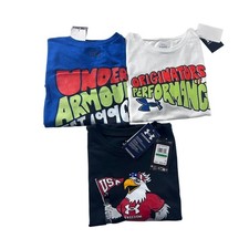 Under Armour Boys T Shirt Set Blue White Black UA Size YXL NEW LOT OF 3